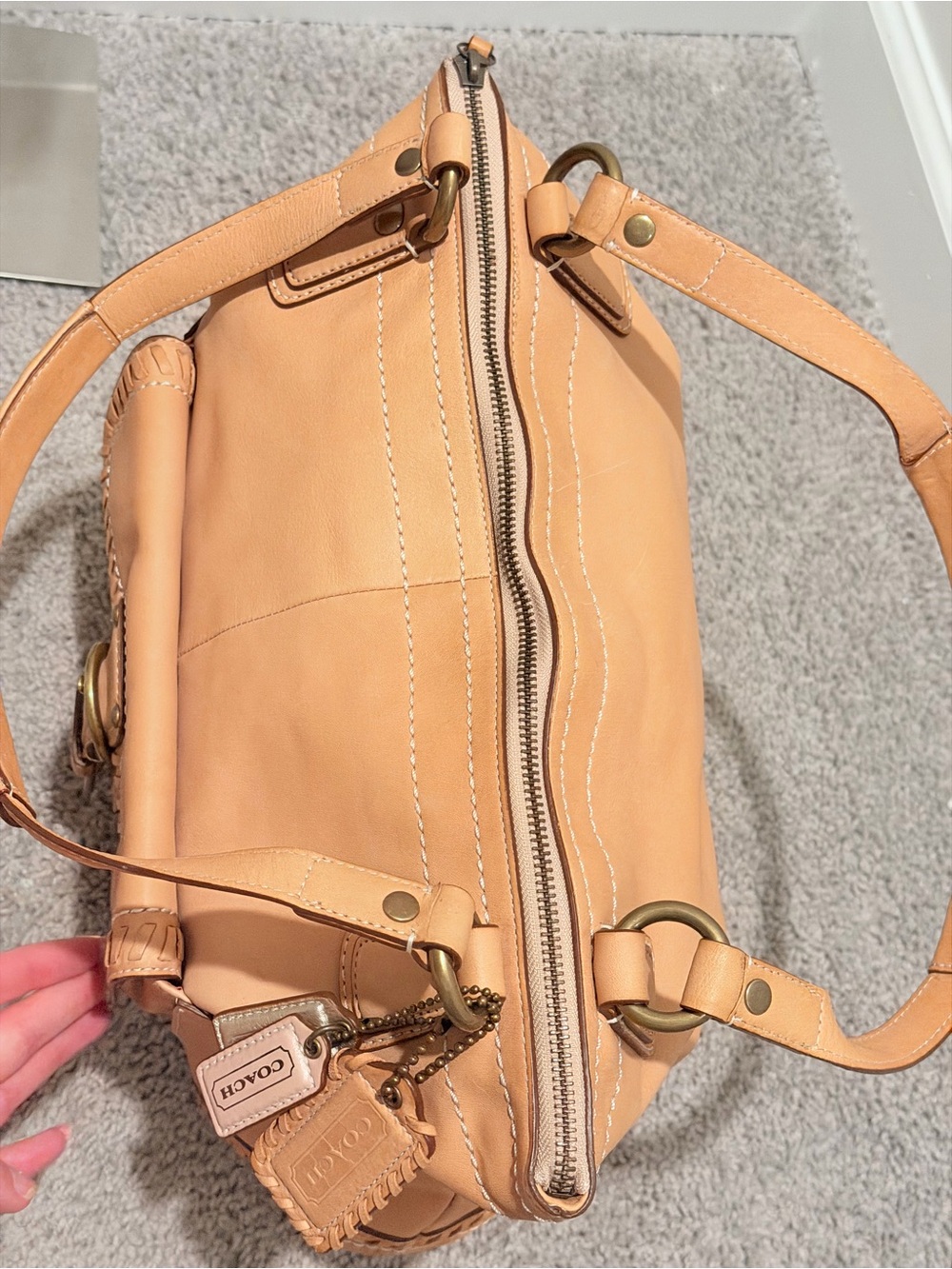 Coach Poppy Whipstitch Leather Hobo Tote Bag - Picture 8 of 17